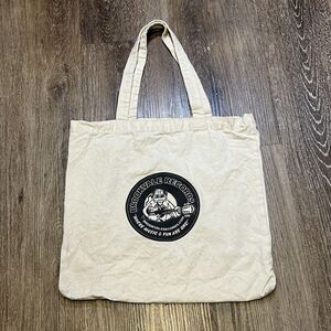 Canvas Tote Bag White‎ Cream Blue Off Shoulder Grocery Shop Record Vinyl Store